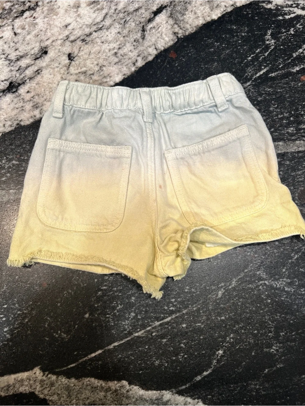 ZARA Girls Ombre Denim Frayed Shorts Size 5Y (110) Light Blue Yellow